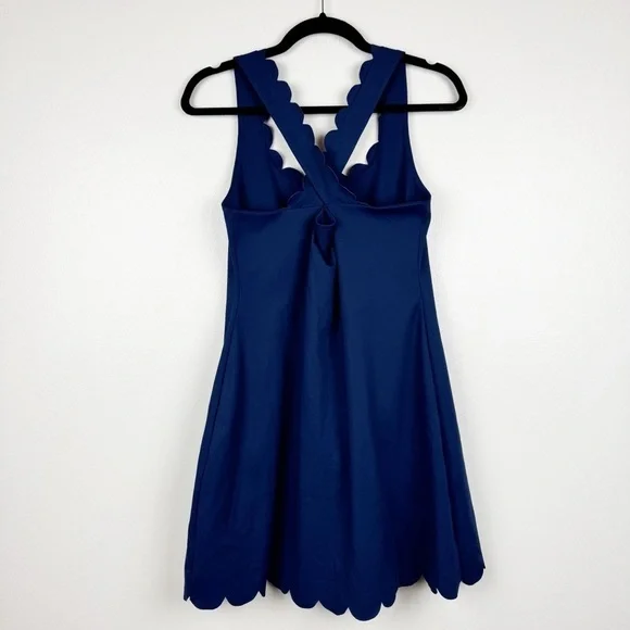 J. Crew Scalloped Active Dress Criss-Cross Straps Navy Size M NWT - Picture 5 of 8